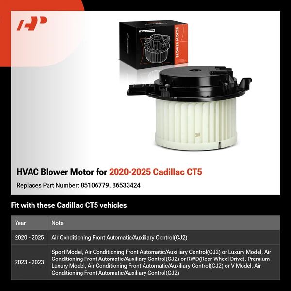 HVAC Blower Motor for 2020-2025 Cadillac CT5