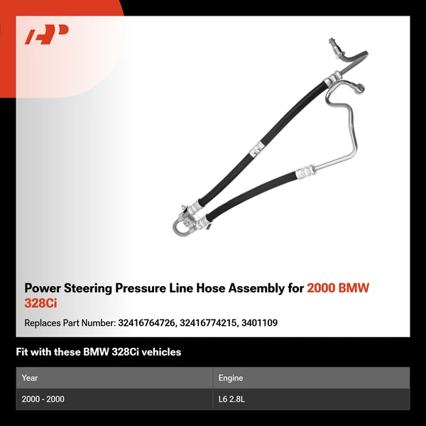 Power Steering Pressure Line Hose Assembly for 2000 BMW 328Ci