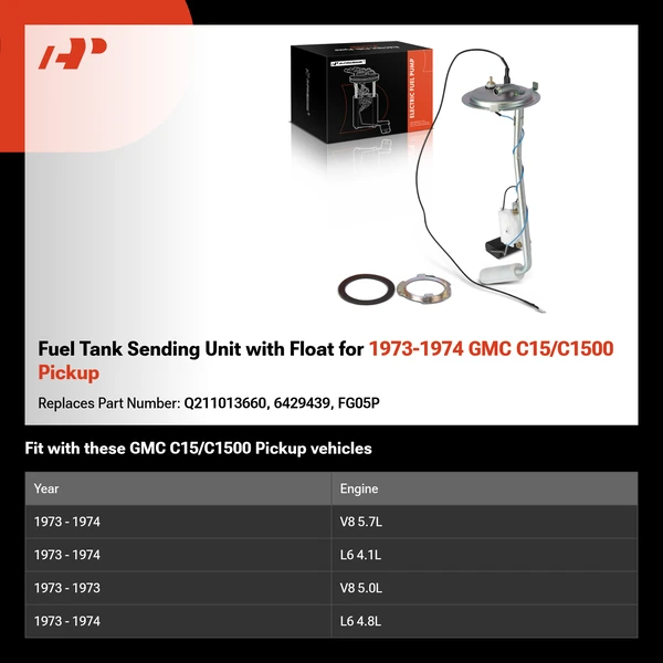 Fuel Tank Sending Unit with Float for 1973-1974 GMC C15/C1500 Pickup