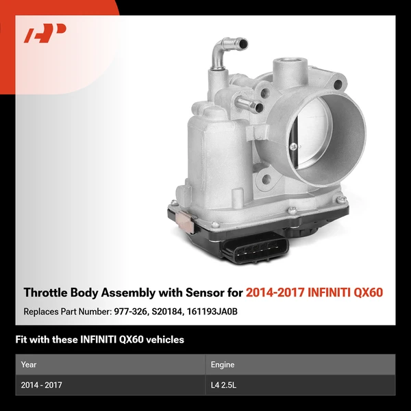Throttle Body Assembly with Sensor for 2014-2017 INFINITI QX60