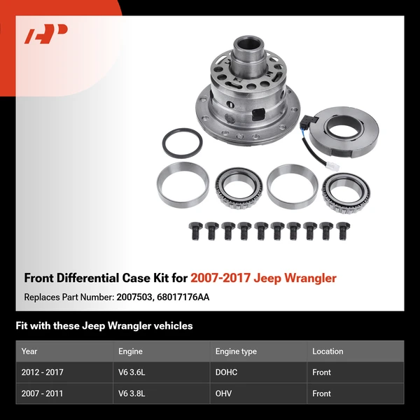 Front Differential Case Kit for 2007-2017 Jeep Wrangler
