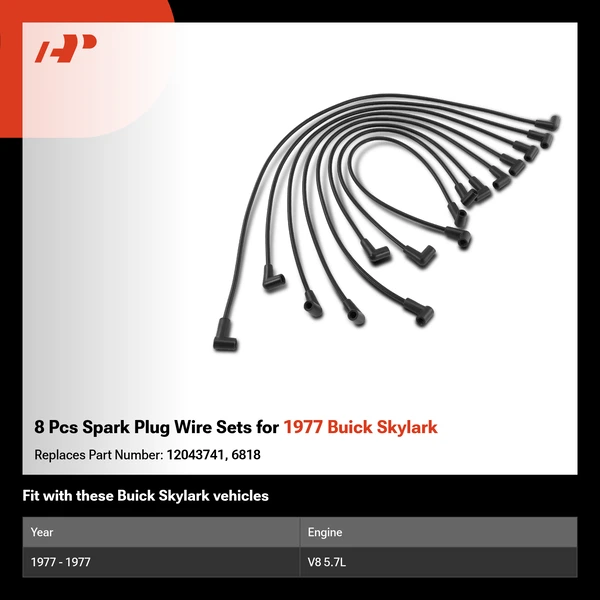 8 Pcs Spark Plug Wire Sets for 1977 Buick Skylark