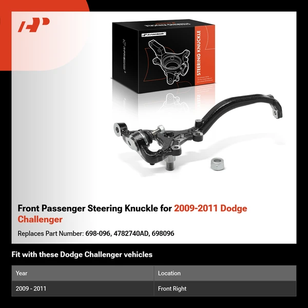 Front Passenger Steering Knuckle for 2009-2011 Dodge Challenger