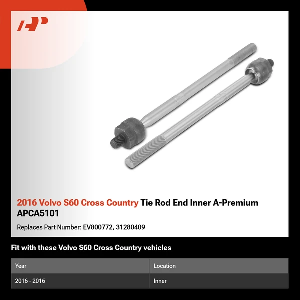 2016 Volvo S60 Cross Country Tie Rod End Inner A-Premium APCA5101