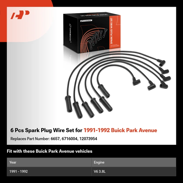 6 Pcs Spark Plug Wire Set for 1991-1992 Buick Park Avenue