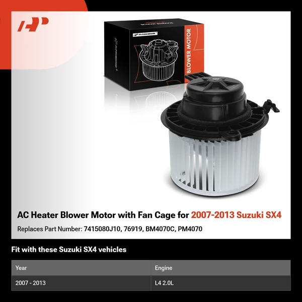 AC Heater Blower Motor with Fan Cage for 2007-2013 Suzuki SX4