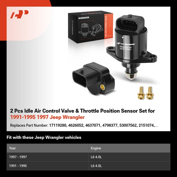 2 Pcs Idle Air Control Valve & Throttle Position Sensor Set for 1991-1995 1997 Jeep Wrangler