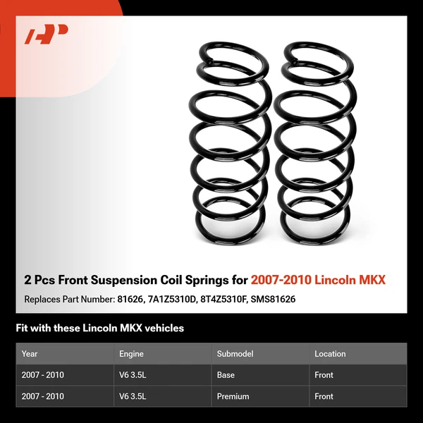 2 Pcs Front Suspension Coil Springs for 2007-2010 Lincoln MKX