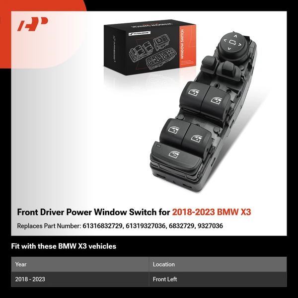 Front Driver Power Window Switch for 2018-2023 BMW X3