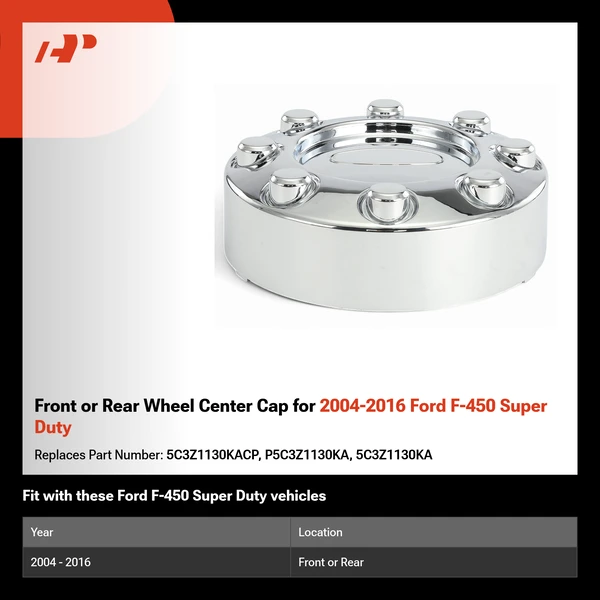 Front or Rear Wheel Center Cap for 2004-2016 Ford F-450 Super Duty