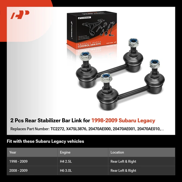 2 Pcs Rear Stabilizer Bar Link for 1998-2009 Subaru Legacy
