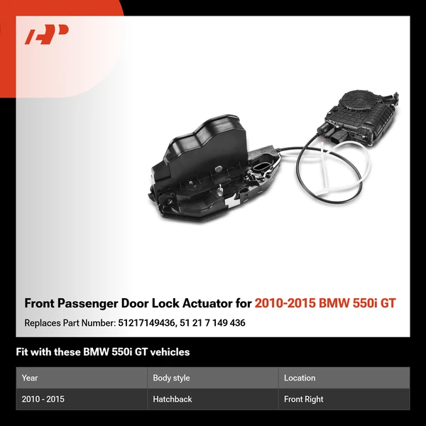 Front Passenger Door Lock Actuator for 2010-2015 BMW 550i GT