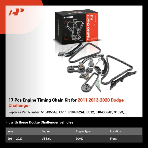 17 Pcs Engine Timing Chain Kit for 2011 2013-2020 Dodge Challenger