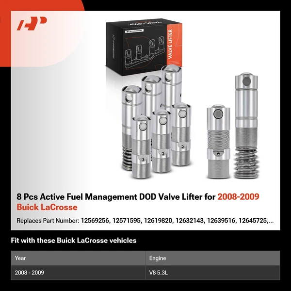 8 Pcs Active Fuel Management DOD Valve Lifter for 2008-2009 Buick LaCrosse