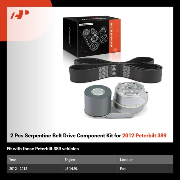 2 Pcs Serpentine Belt Drive Component Kit for 2012 Peterbilt 389