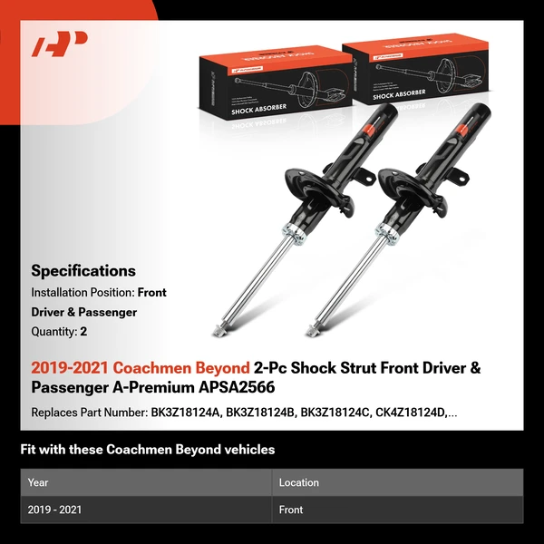 2019-2021 Coachmen Beyond 2-Pc Shock Strut Front Driver & Passenger A-Premium APSA2566
