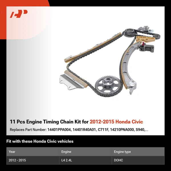 11 Pcs Engine Timing Chain Kit for 2012-2015 Honda Civic