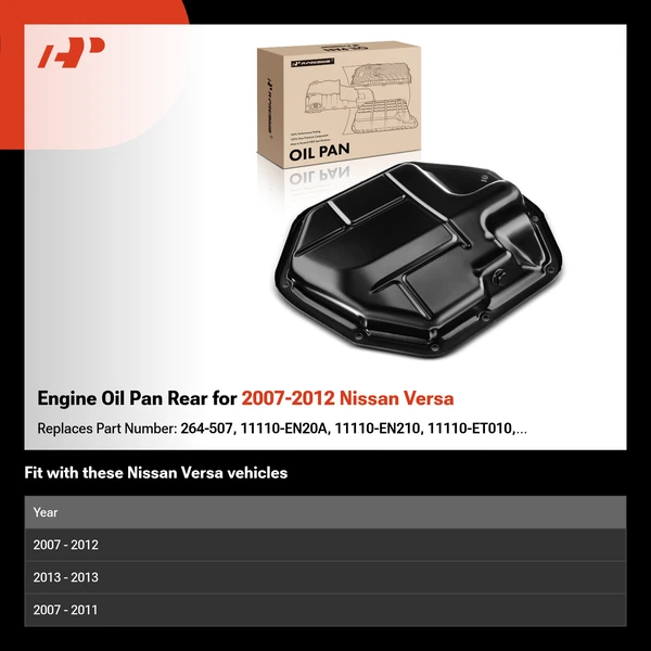 Engine Oil Pan Rear for 2007-2012 Nissan Versa