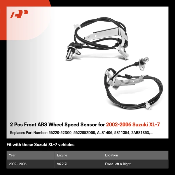 2 Pcs Front ABS Wheel Speed Sensor for 2002-2006 Suzuki XL-7