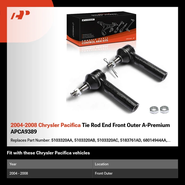 2004-2008 Chrysler Pacifica Tie Rod End Front Outer A-Premium APCA9389