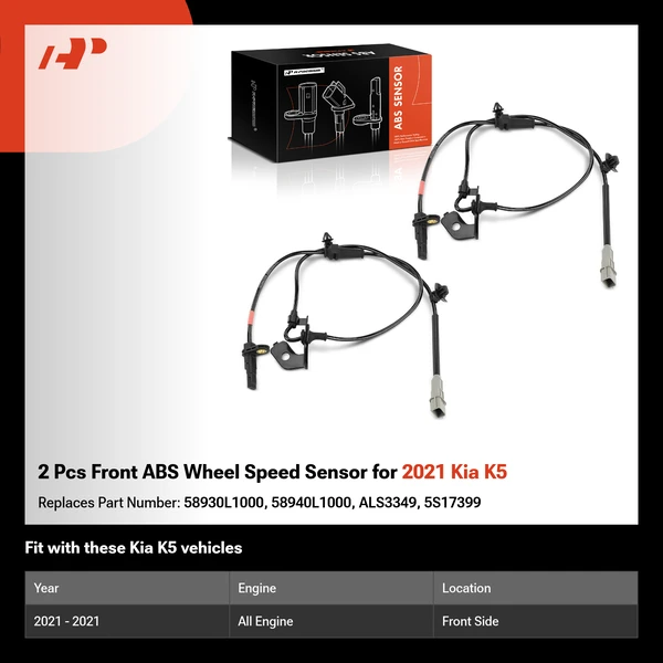 2 Pcs Front ABS Wheel Speed Sensor for 2021 Kia K5