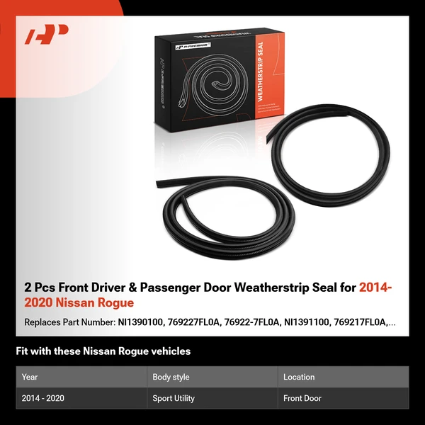 2 Pcs Front Driver & Passenger Door Weatherstrip Seal for 2014-2020 Nissan Rogue