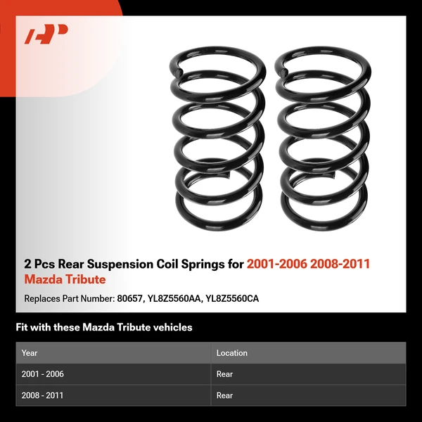 2 Pcs Rear Suspension Coil Springs for 2001-2006 2008-2011 Mazda Tribute