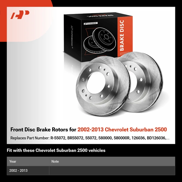 Front Disc Brake Rotors for 2002-2013 Chevrolet Suburban 2500