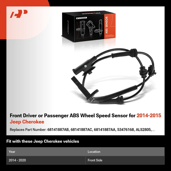 Front Driver or Passenger ABS Wheel Speed Sensor for 2014-2015 Jeep Cherokee