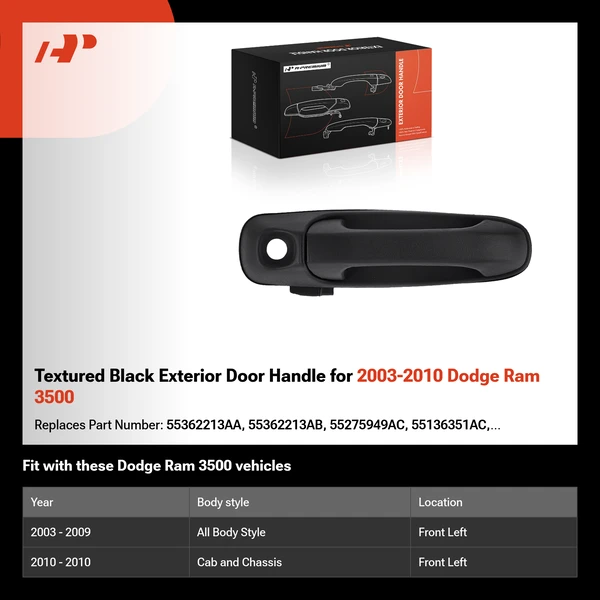 Textured Black Exterior Door Handle for 2003-2010 Dodge Ram 3500