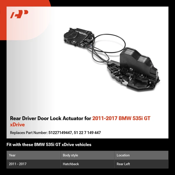 Rear Driver Door Lock Actuator for 2011-2017 BMW 535i GT xDrive