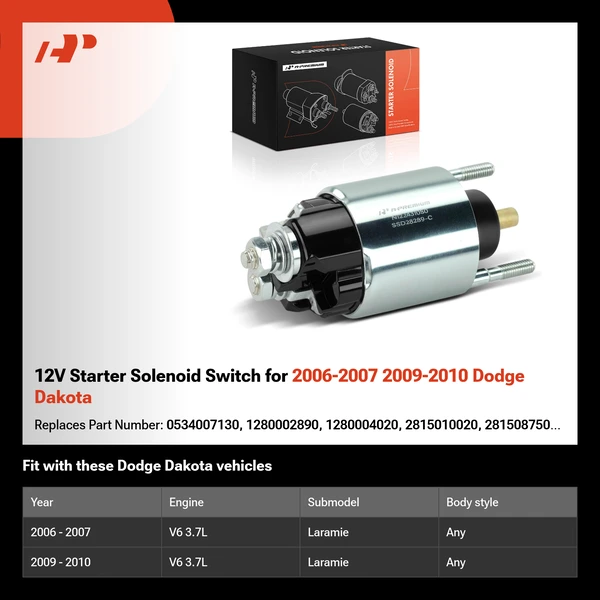 12V Starter Solenoid Switch for 2006-2007 2009-2010 Dodge Dakota