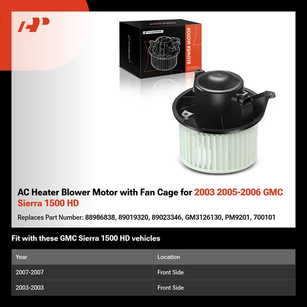 AC Heater Blower Motor with Fan Cage for 2003 2005-2006 GMC Sierra 1500 HD