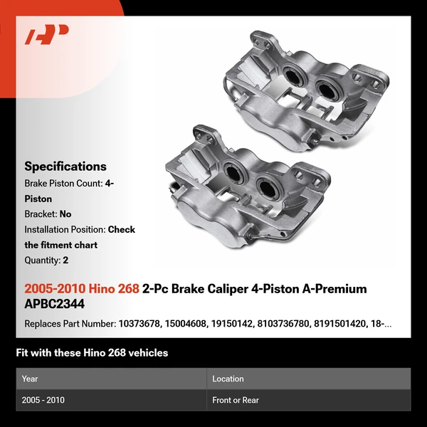 2005-2010 Hino 268 2-Pc Brake Caliper 4-Piston A-Premium APBC2344