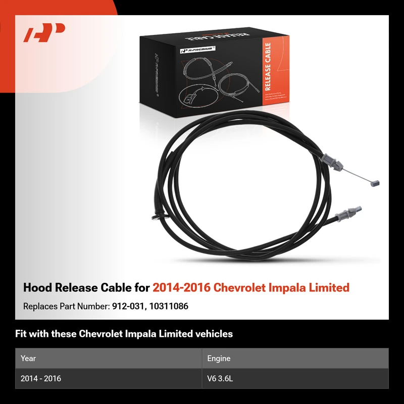 Hood Release Cable for 2014-2016 Chevrolet Impala Limited