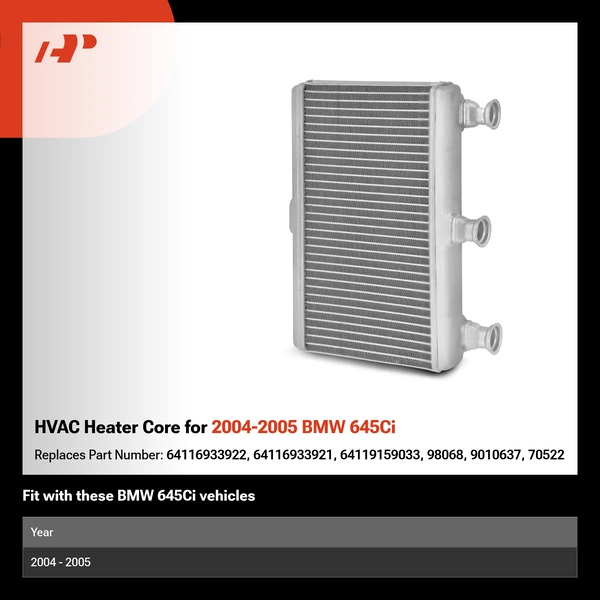 HVAC Heater Core for 2004-2005 BMW 645Ci