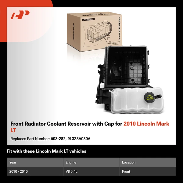 Front Radiator Coolant Reservoir with Cap for 2010 Lincoln Mark LT