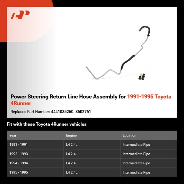 Power Steering Return Line Hose Assembly for 1991-1995 Toyota 4Runner