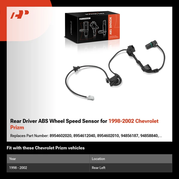Rear Driver ABS Wheel Speed Sensor for 1998-2002 Chevrolet Prizm