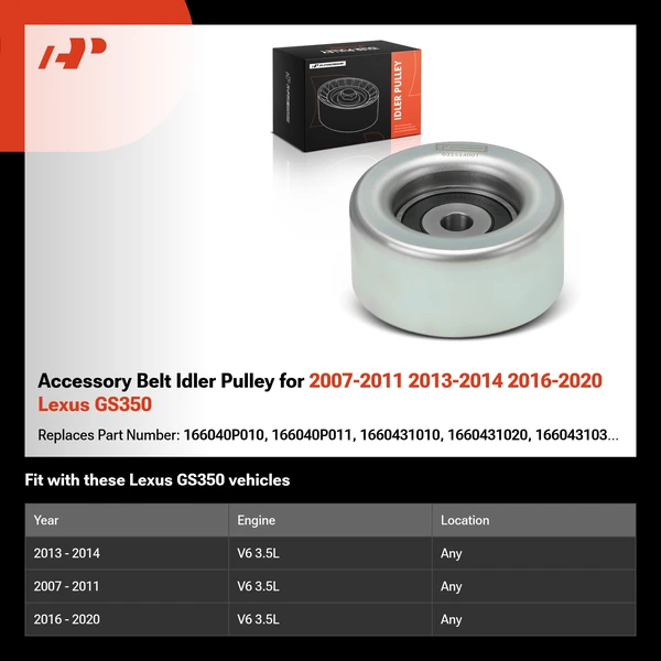 Accessory Belt Idler Pulley for 2007-2011 2013-2014 2016-2020 Lexus GS350
