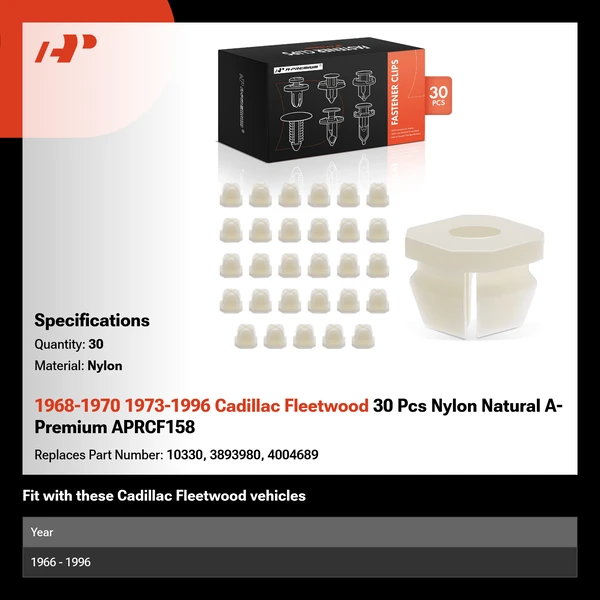 1968-1970 1973-1996 Cadillac Fleetwood 30 Pcs Nylon Natural A-Premium APRCF158