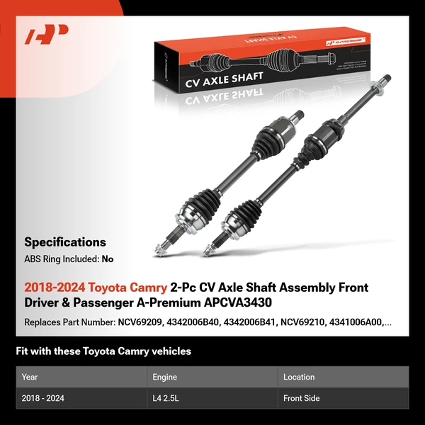 2018-2024 Toyota Camry 2-Pc CV Axle Shaft Assembly Front Driver & Passenger A-Premium APCVA3430