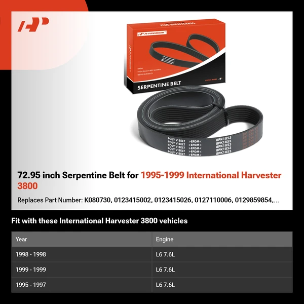 72.95 inch Serpentine Belt for 1995-1999 International Harvester 3800