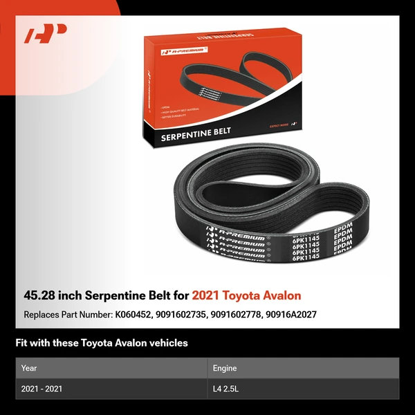 45.28 inch Serpentine Belt for 2021 Toyota Avalon