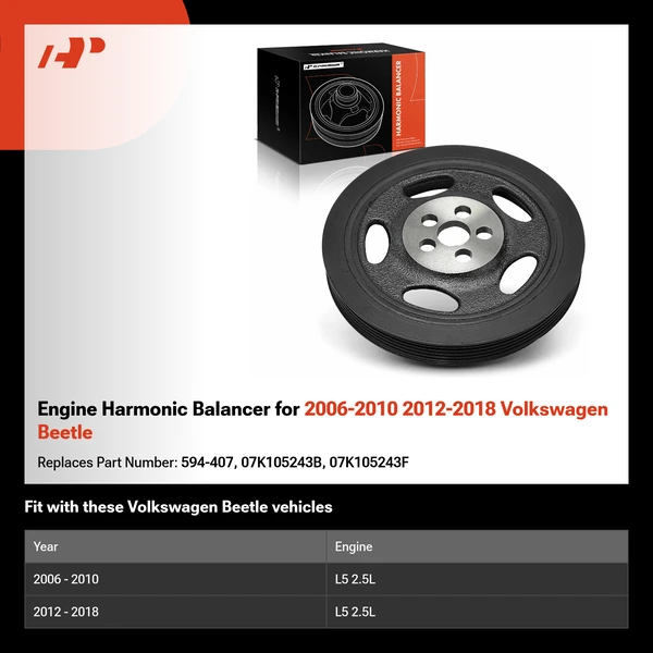 Engine Harmonic Balancer for 2006-2010 2012-2018 Volkswagen Beetle