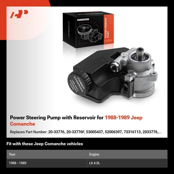 Power Steering Pump with Reservoir for 1988-1989 Jeep Comanche