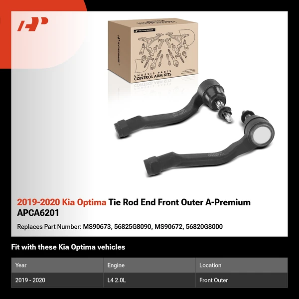 2019-2020 Kia Optima Tie Rod End Front Outer A-Premium APCA6201