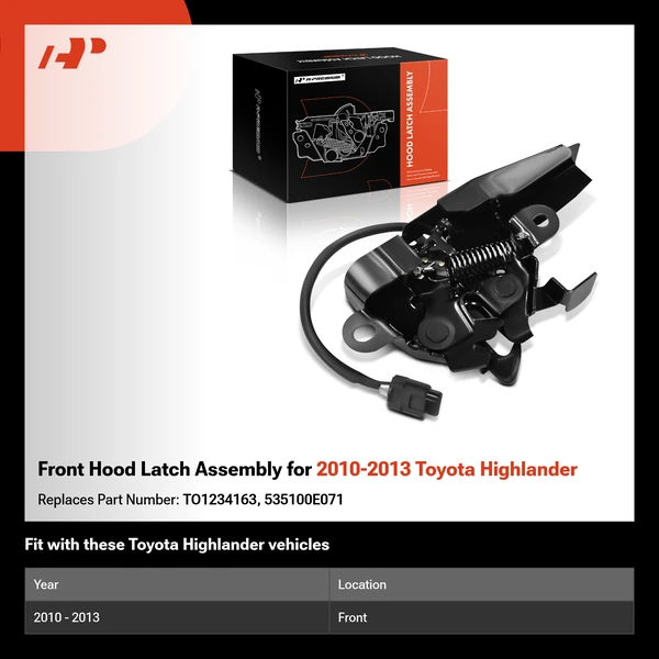 Front Hood Latch Assembly for 2010-2013 Toyota Highlander