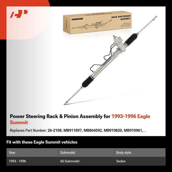 Power Steering Rack & Pinion Assembly for 1993-1996 Eagle Summit