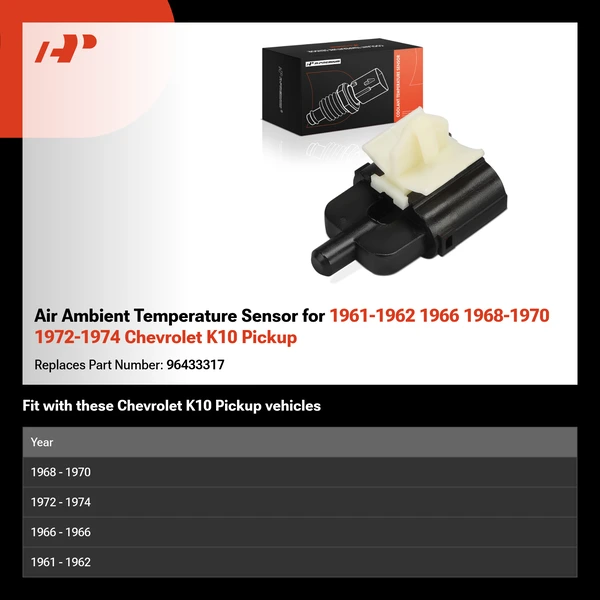Air Ambient Temperature Sensor for 1961-1962 1966 1968-1970 1972-1974 Chevrolet K10 Pickup